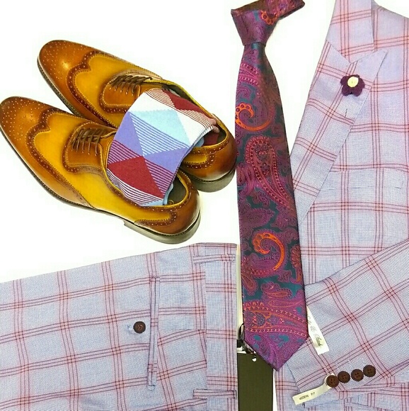 Piece Suit Combination with Tie and Lapel Accent